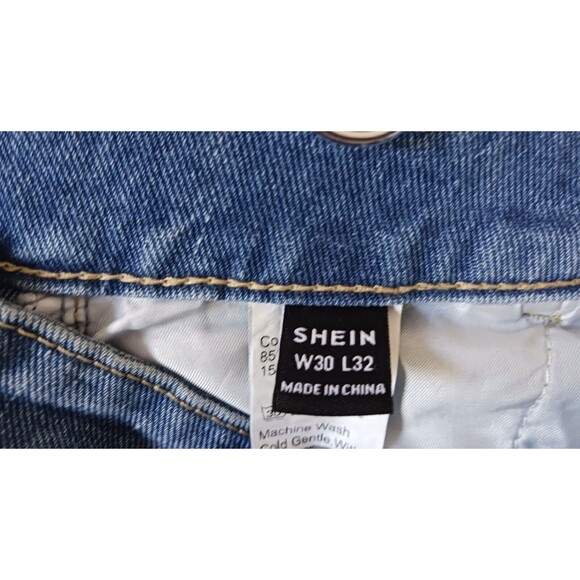 Shein Blue Denim Jeans High Waisted Straight Leg Medium Wash Size 30 - Picture 3 of 8